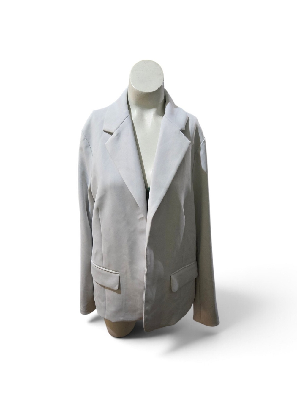 Yogalicious Scuba Powermove Blazer XL White Open Front Stretch Career Jacket